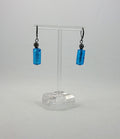 Vintage Blue Foil Glass Dangle Earrings, 1990s Costume Jewelry