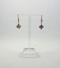 Vintage Dangle Drop Earrings Round Purple Glass Hook Clasp Costume Jewellery Jewelry