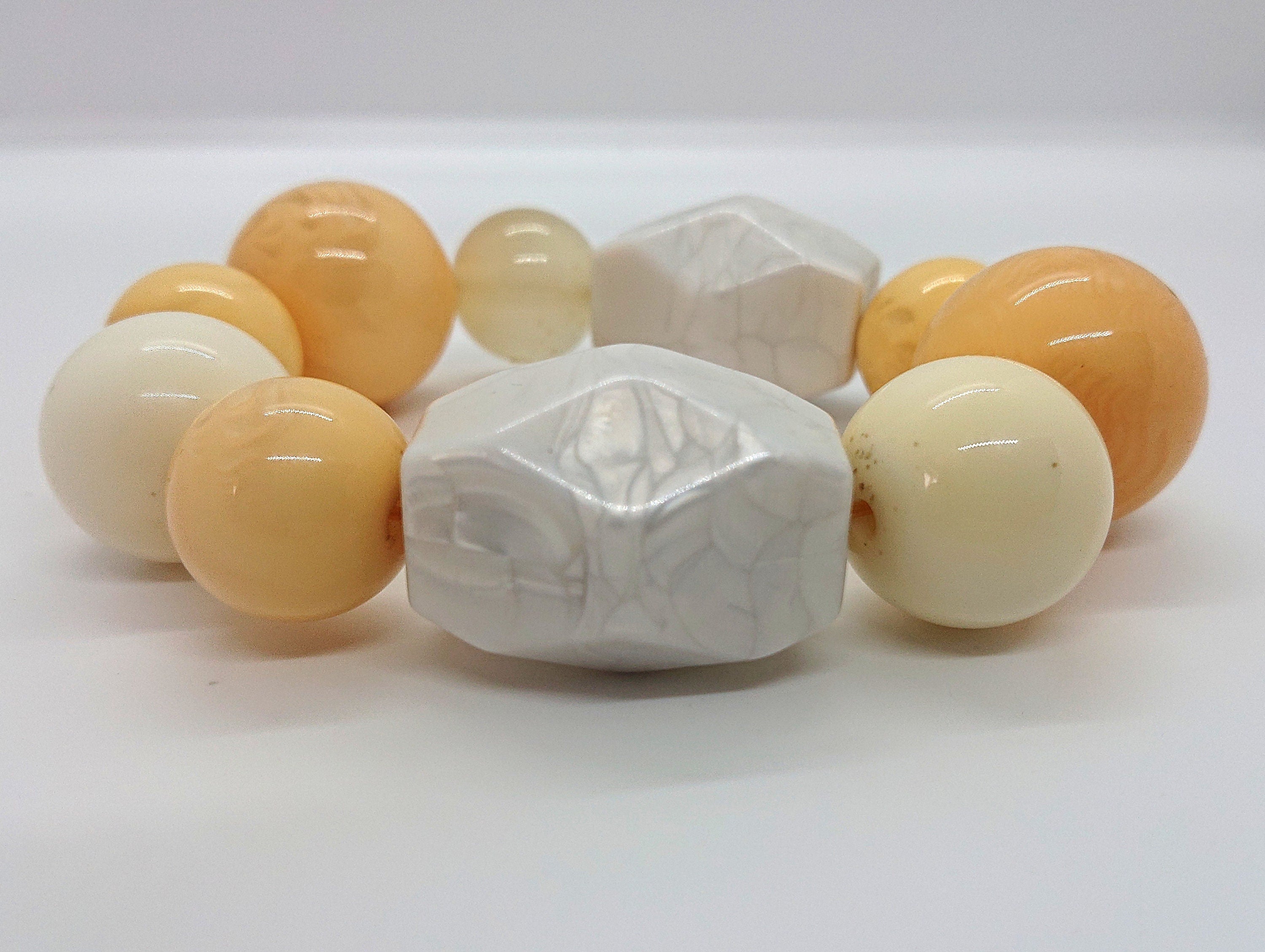 Vintage Yellow Beaded Bracelet Chunky Bangle Lucite Costume Jewellery Jewelry
