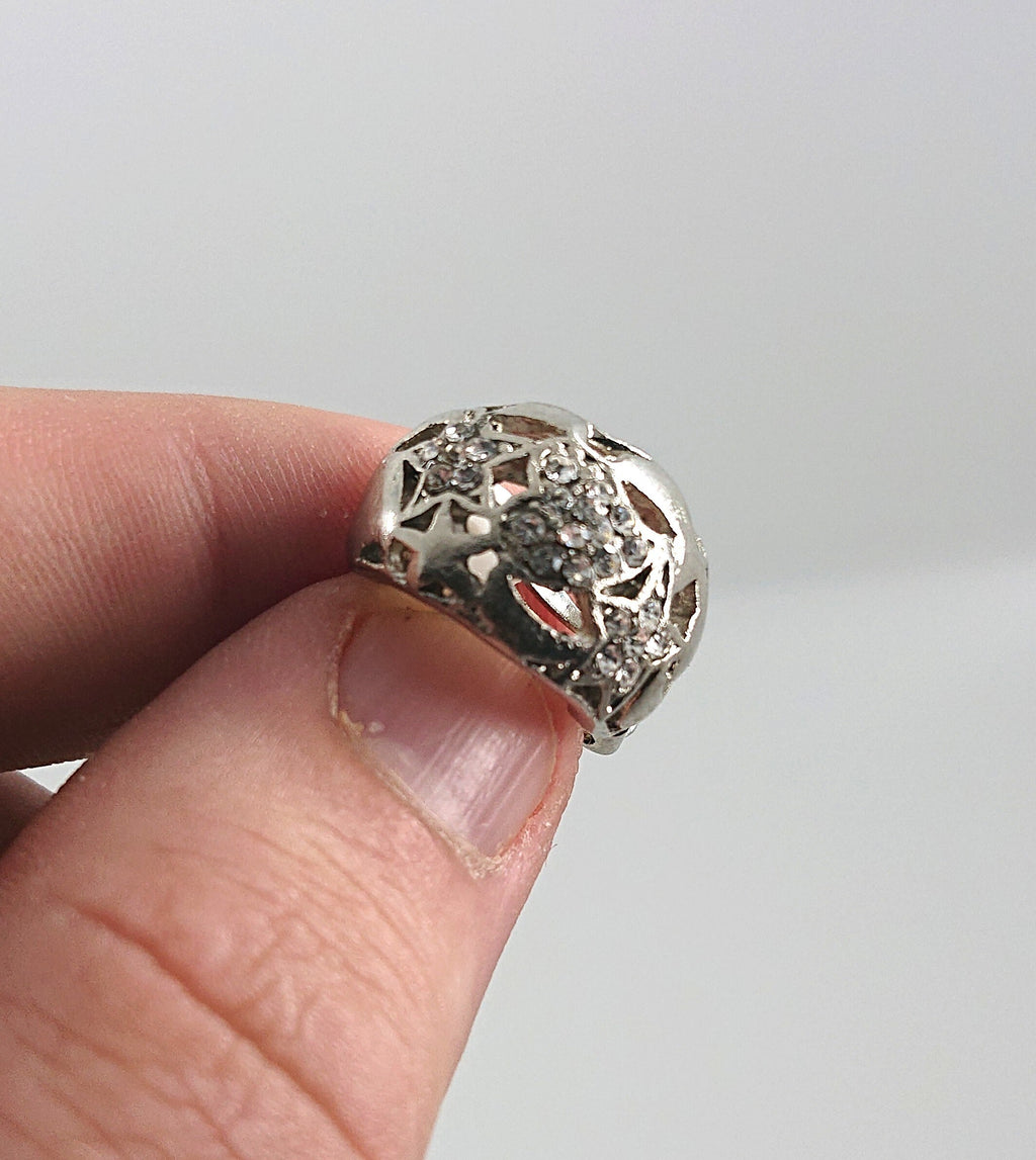 Vintage Silver Clip On Earrings Diamond Rhinestone Costume Jewellery Jewelry Diamante