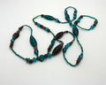 Vintage Blue Glass Beaded Necklace, Long Costume Jewelry