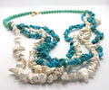 Vintage Turquoise Pebble Beaded Necklace, Multistrand Costume Jewellery