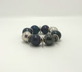 Vintage Chunky Beaded Bangle/Bracelet Blue, Silver Purple Round Beads Costume Jewellery Jewelry