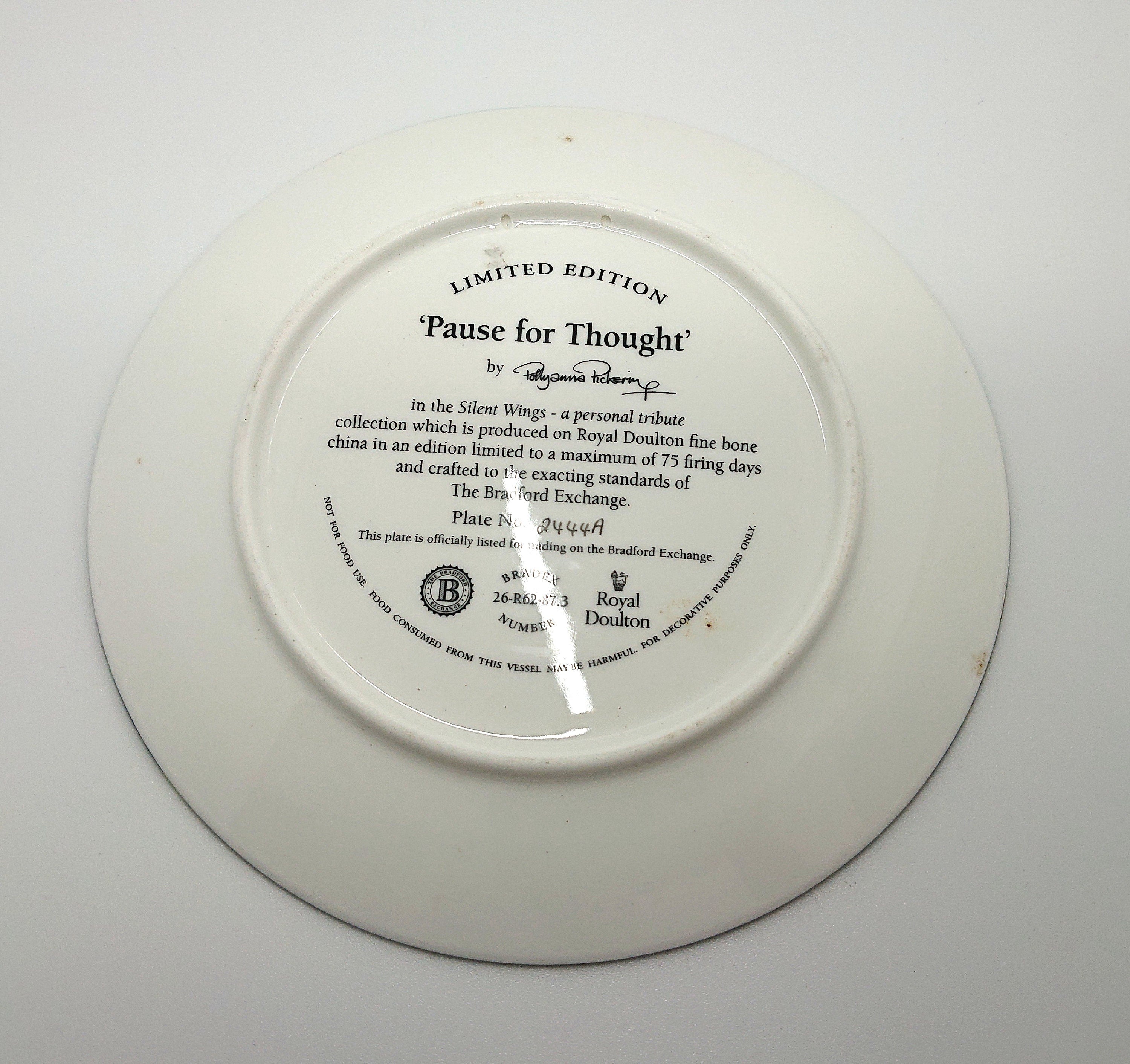 Vintage Owl Collectable Plate Limited Edition Pause for Thought Royal Doulton Wall Plate