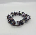 Vintage Glass Beaded Bracelet Bangle Purple Aurora Borealis AB Rhinestone Costume Jewellery Jewelry