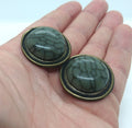 Vintage Clip on Earrings Made in Italy Gold Green Round Chunky Costume Jewellery Jewelry
