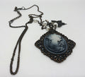 Vintage Pendant Necklace Bronze Butterfly Cameo Faux Pearl Necklace Shabby Chic Art Nouveau Style
