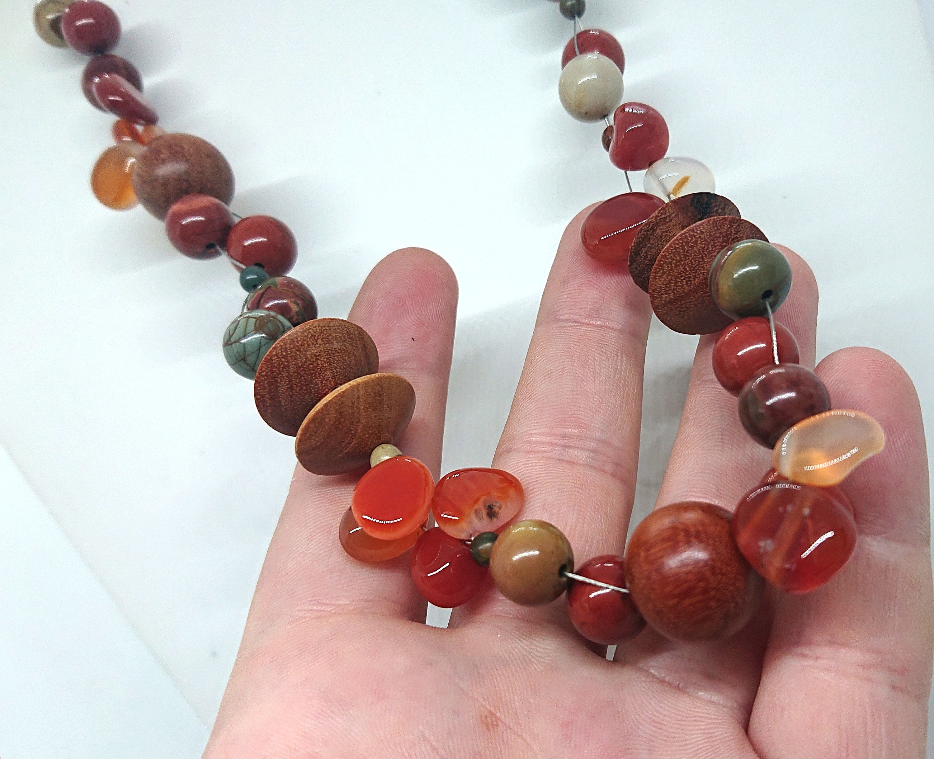 Vintage 60s Beaded Necklace, Glass, Wooden, Ceramic Costume Jewelry