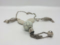 Vintage Tassel Necklace Lucite White Marble and Silver Chain Costume Jewellery Jewelry Necklace