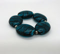 Vintage Glass Beaded Bangle Foil Glass Turquoise Green Costume Jewellery Jewelry