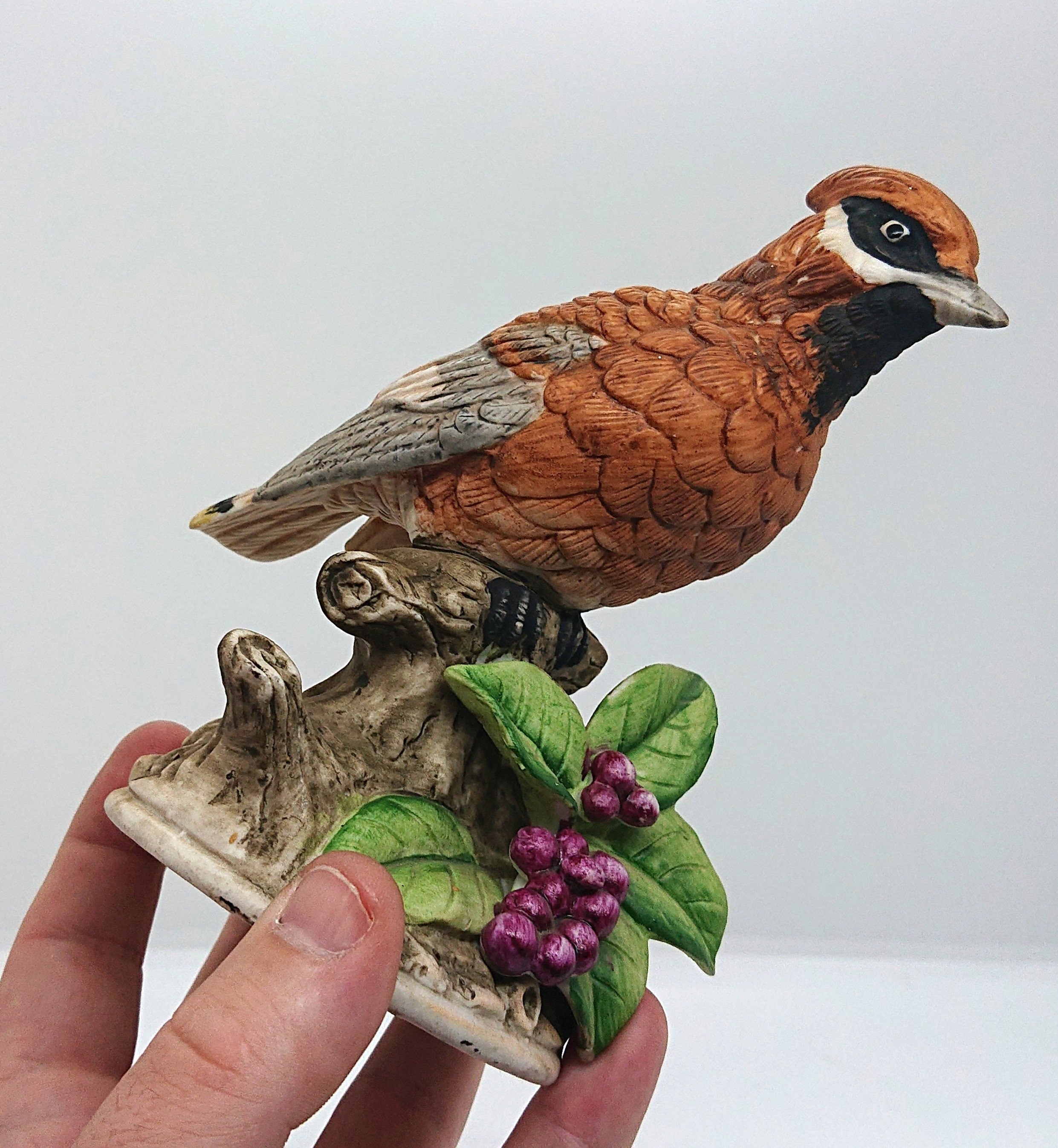 Vintage Jay Bird Figurine: Ceramic Floral Porcelain Bird, 6"