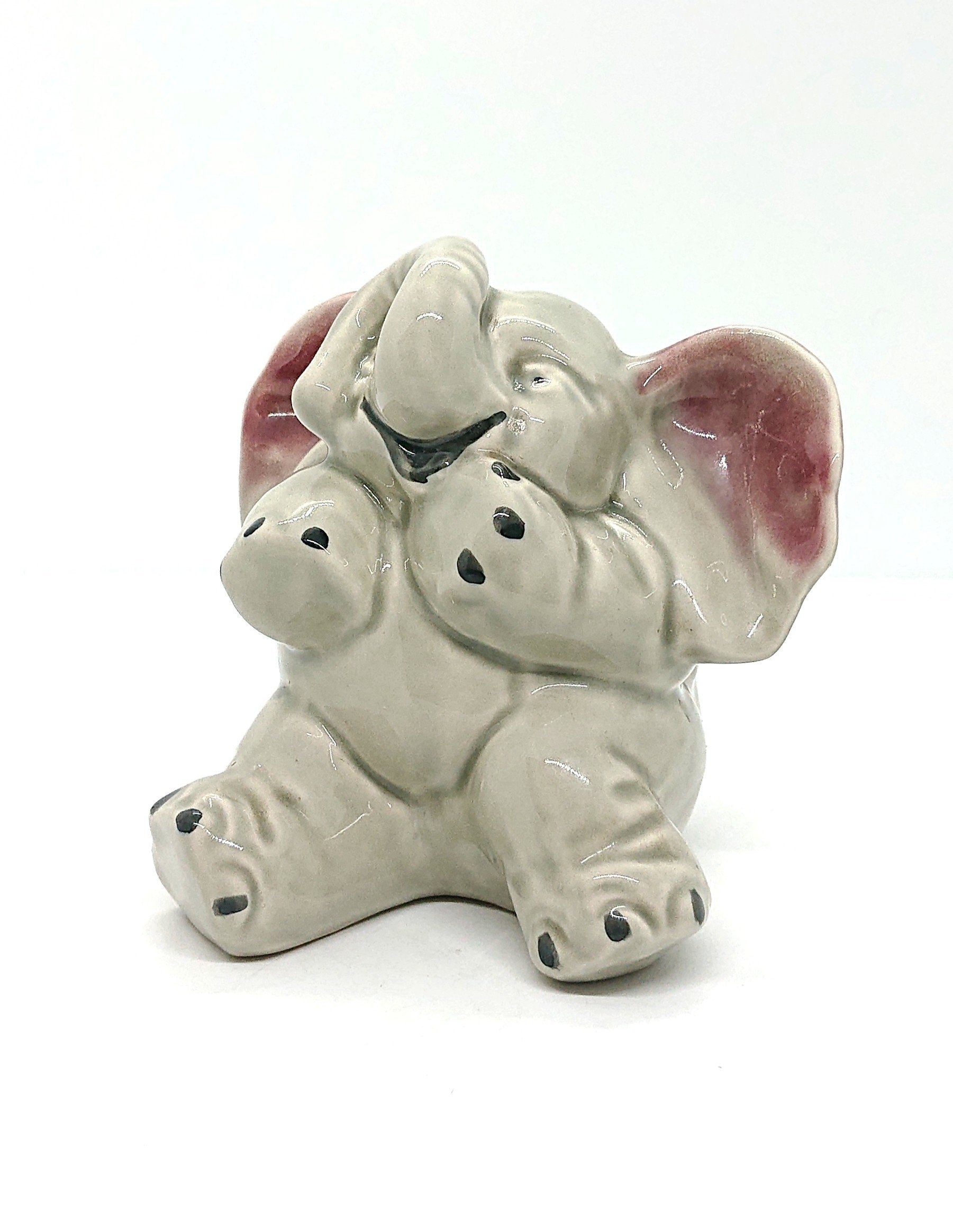 Vintage Ceramic Elephant Coin Bank, Nursery Decor Piggy Bank