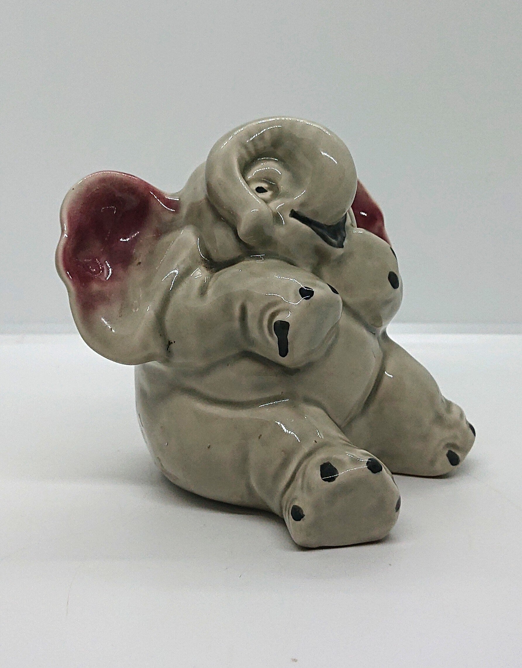 Vintage Ceramic Elephant Coin Bank, Nursery Decor Piggy Bank