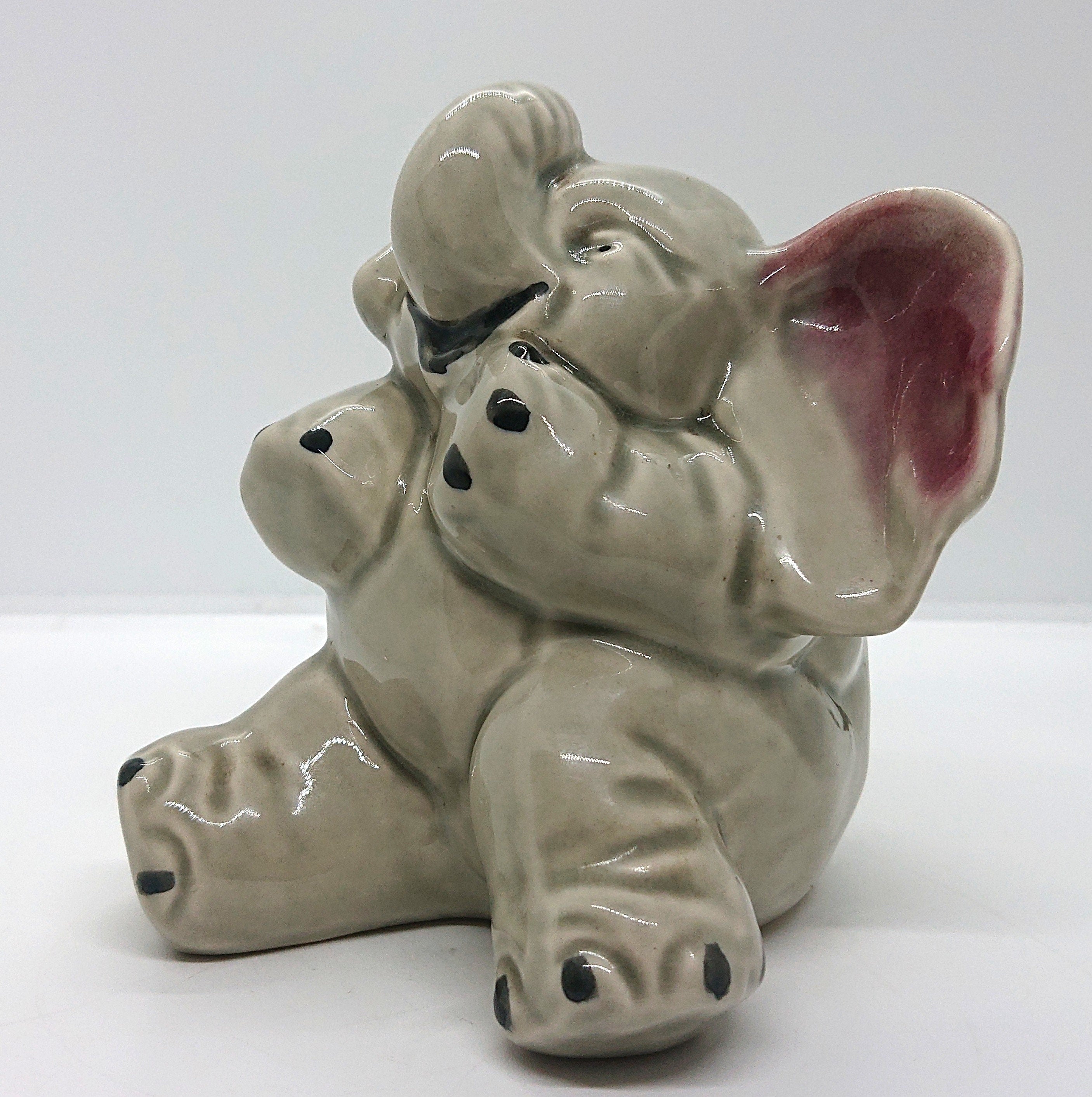 Vintage Ceramic Elephant Coin Bank, Nursery Decor Piggy Bank