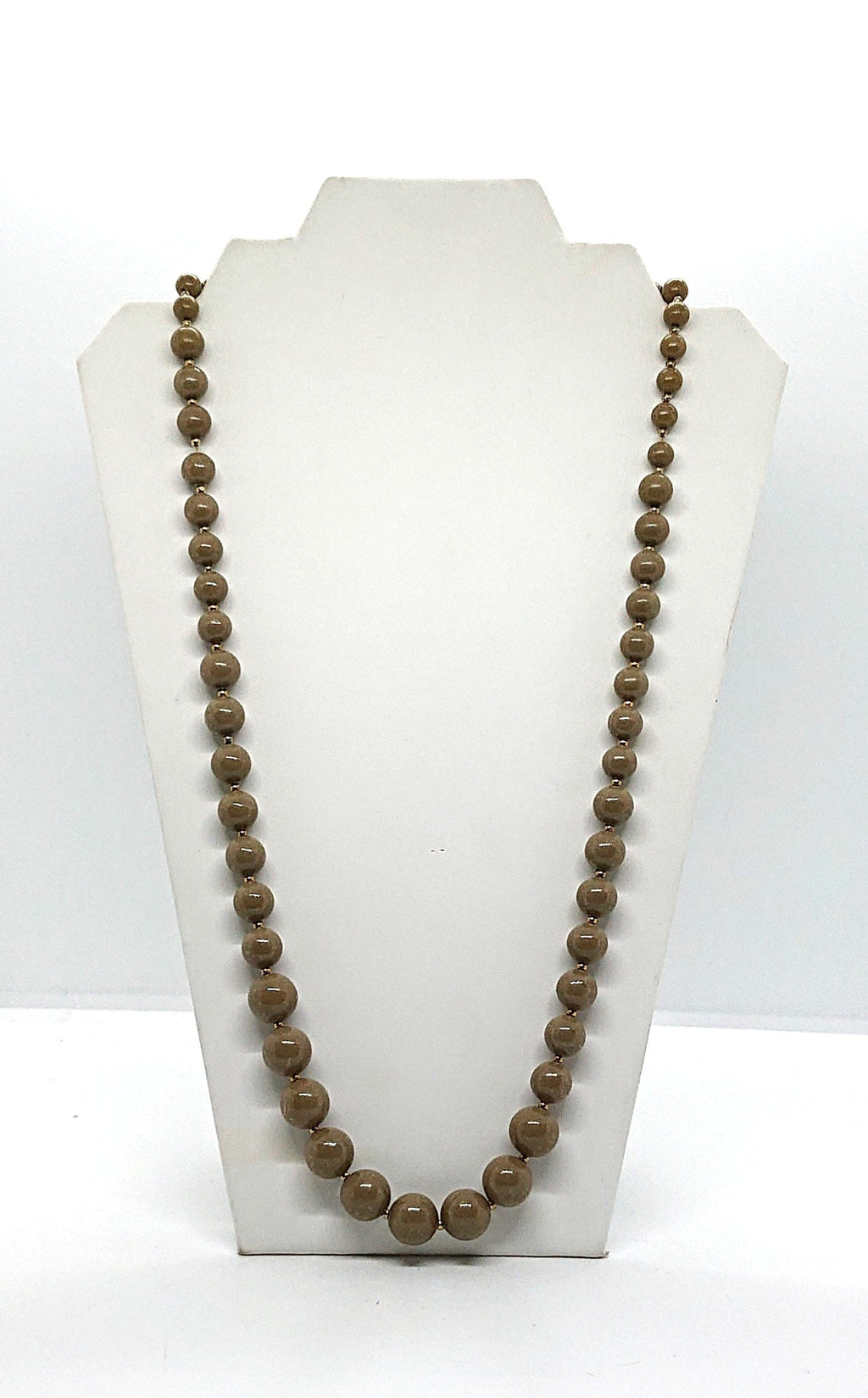 Vintage Lucite Gray Beaded Necklace Barrel Clasp Costume Jewellery Jewelry