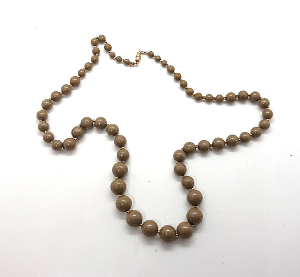 Vintage Lucite Gray Beaded Necklace Barrel Clasp Costume Jewellery Jewelry