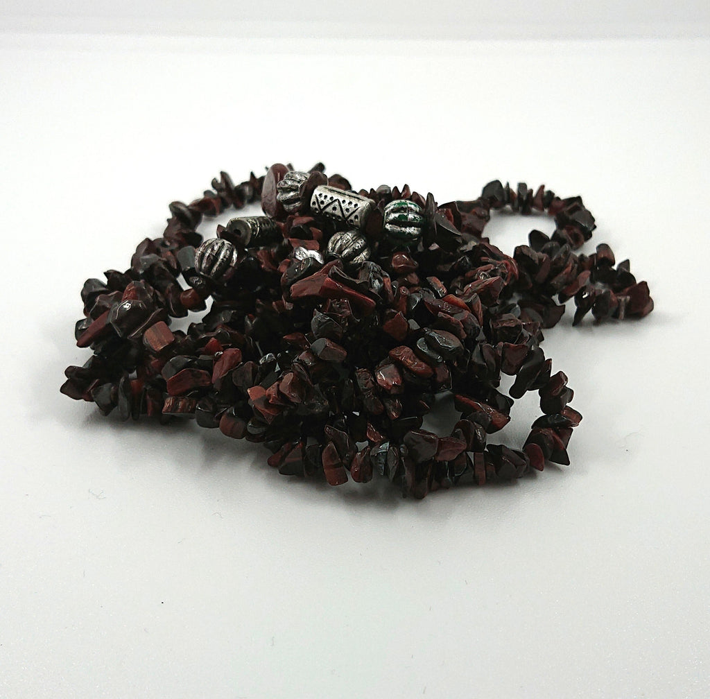 Vintage Long Necklace Brown Shell Beaded Double Loop Necklace Costume Jewellery Jewelry Boho