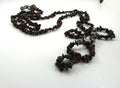 Vintage Long Necklace Brown Shell Beaded Double Loop Necklace Costume Jewellery Jewelry Boho