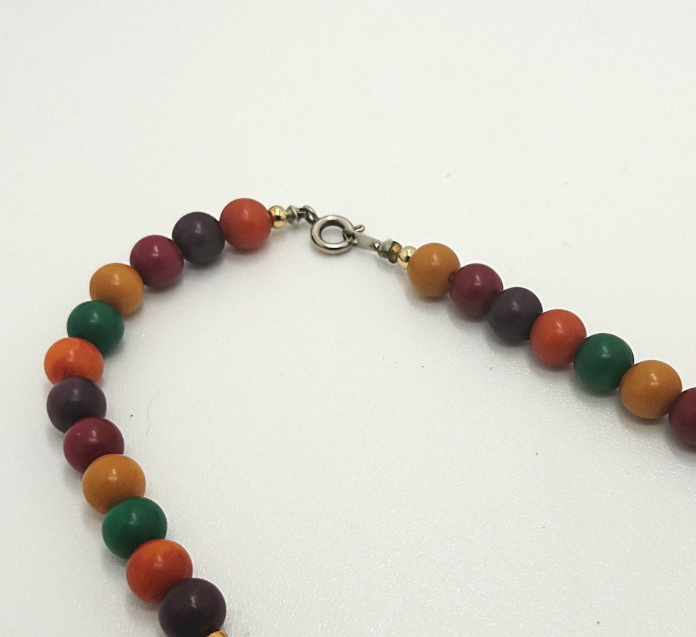 Vintage Lucite Beaded Necklace, Multicolored Costume Jewelry