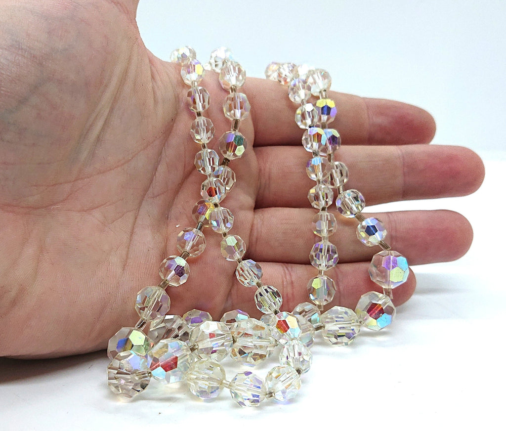 Vintage Aurora Borealis Necklace Set, Rhinestone Box Clasp