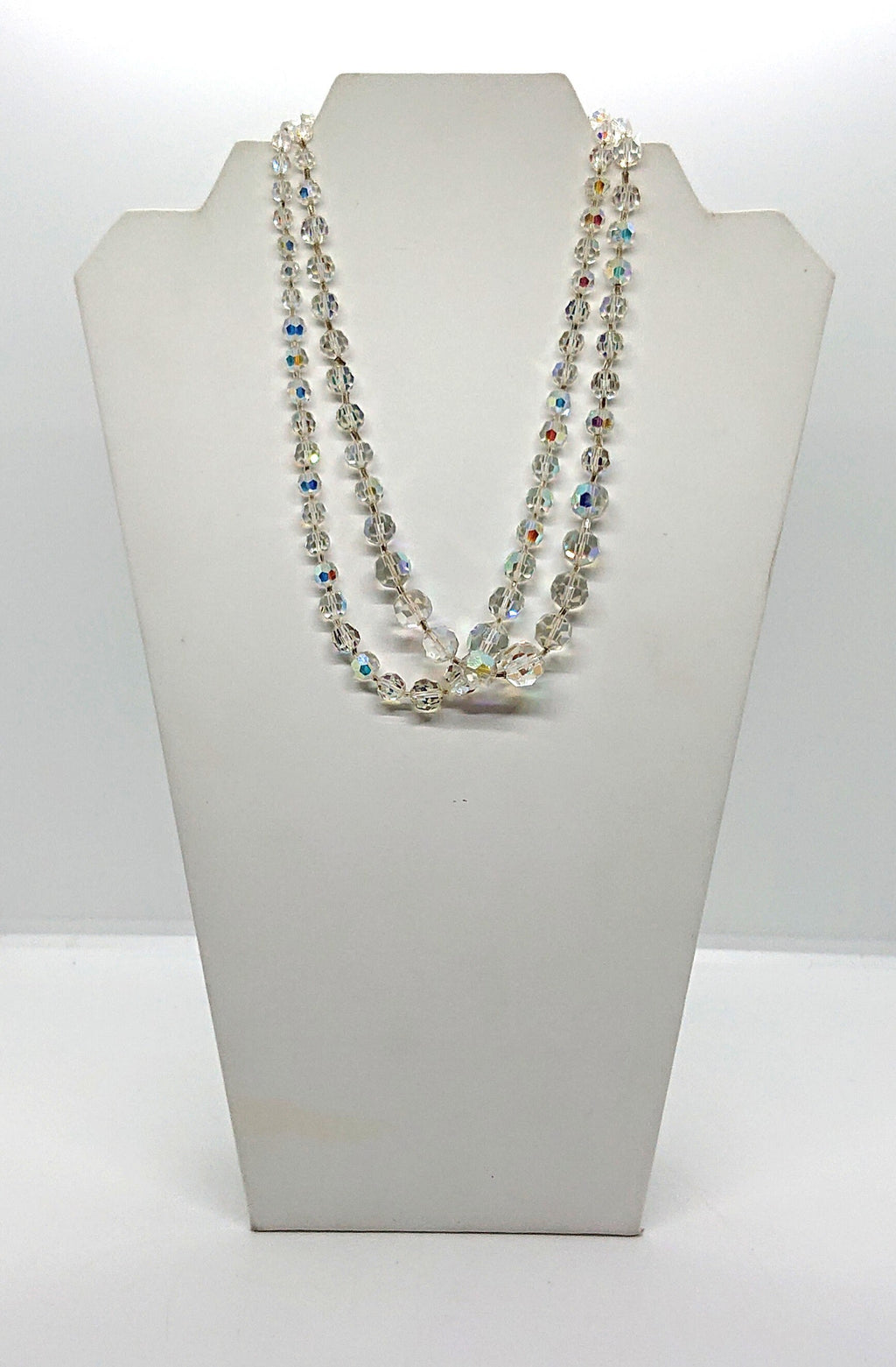 Vintage Aurora Borealis Necklace Set, Rhinestone Box Clasp