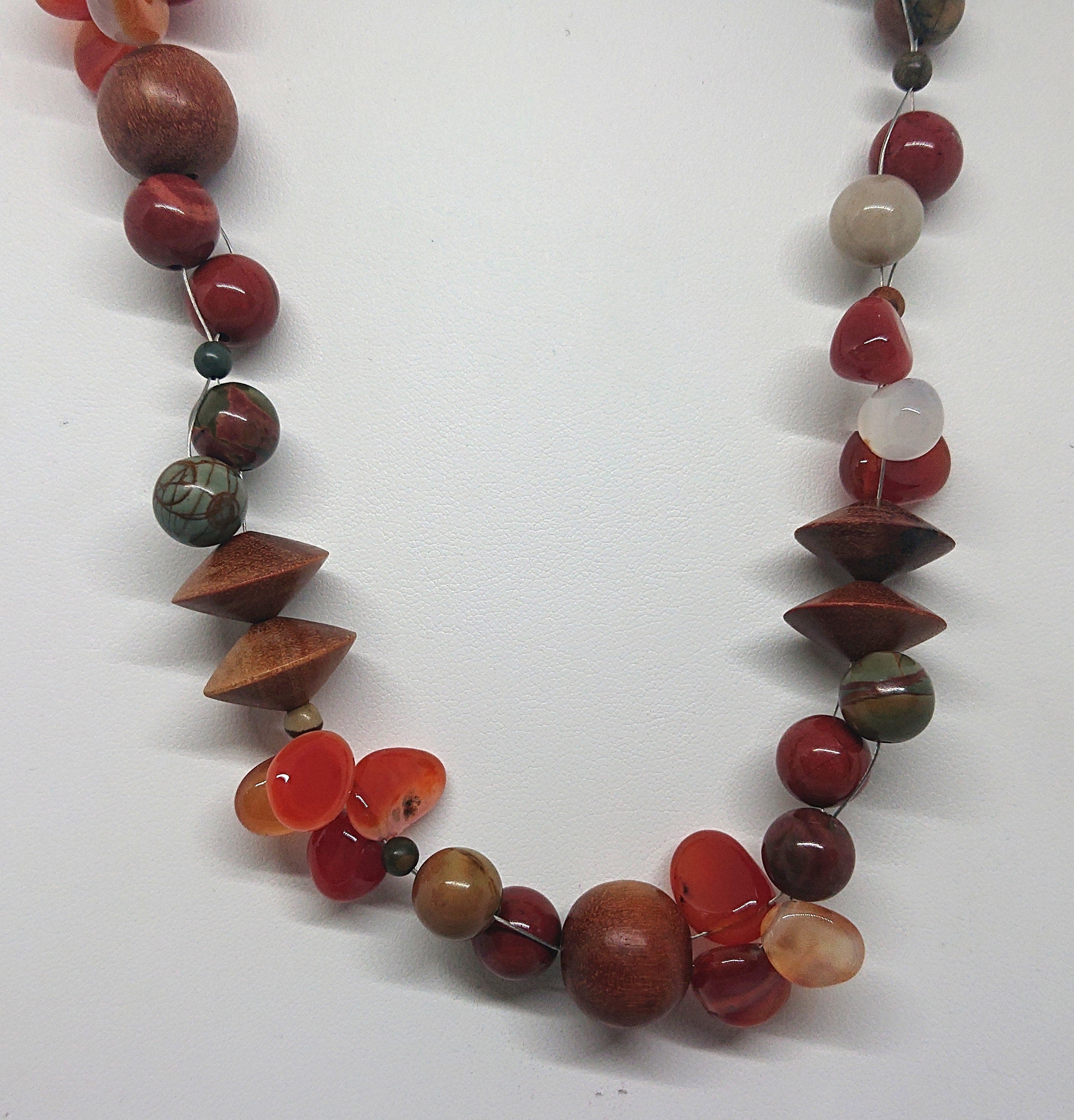 Vintage 60s Beaded Necklace, Glass, Wooden, Ceramic Costume Jewelry