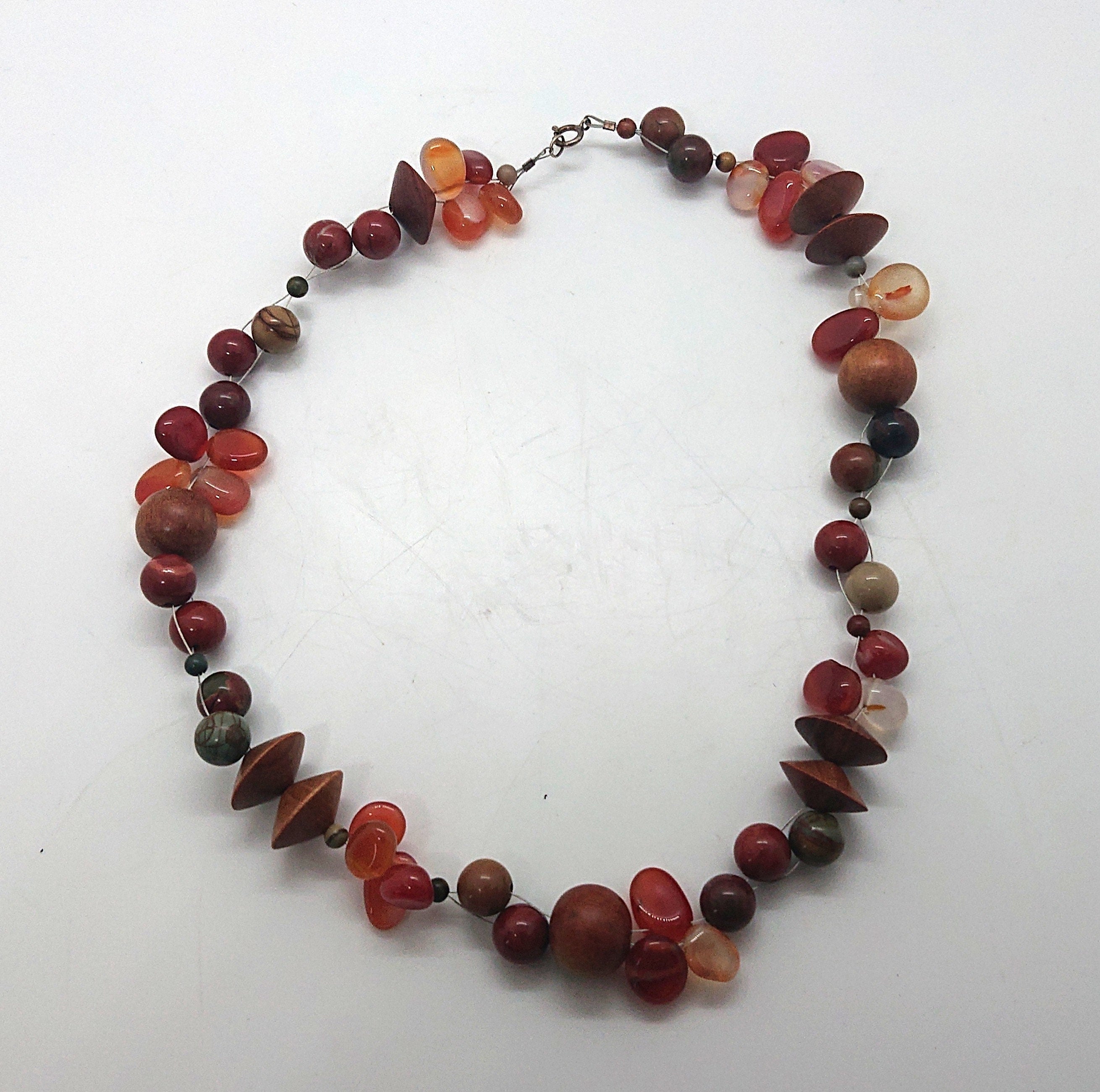 Vintage 60s Beaded Necklace, Glass, Wooden, Ceramic Costume Jewelry