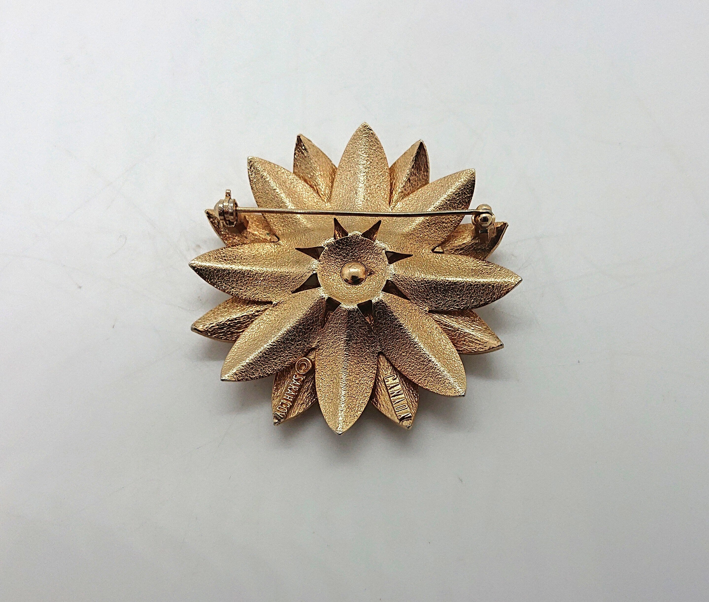 Vintage Sarah Coventry Gold Floral Brooch, 1960s Flower Pin