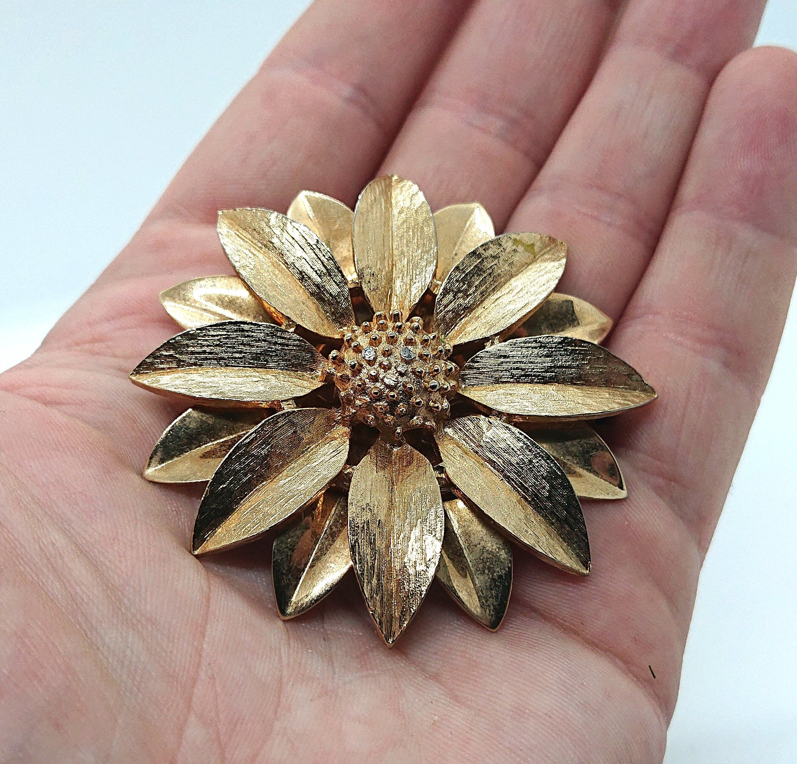 Vintage Sarah Coventry Gold Floral Brooch, 1960s Flower Pin
