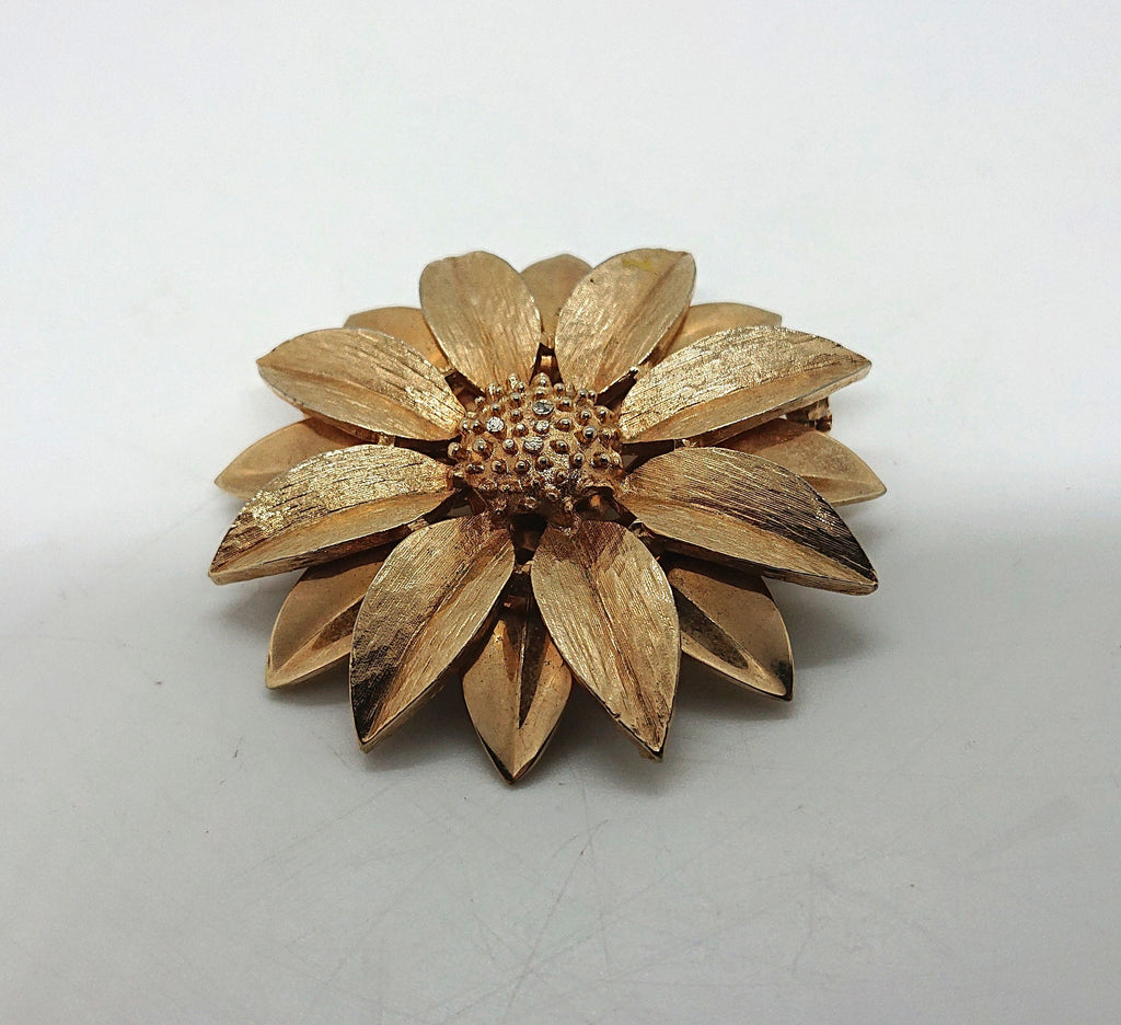 Vintage Sarah Coventry Gold Floral Brooch, 1960s Flower Pin