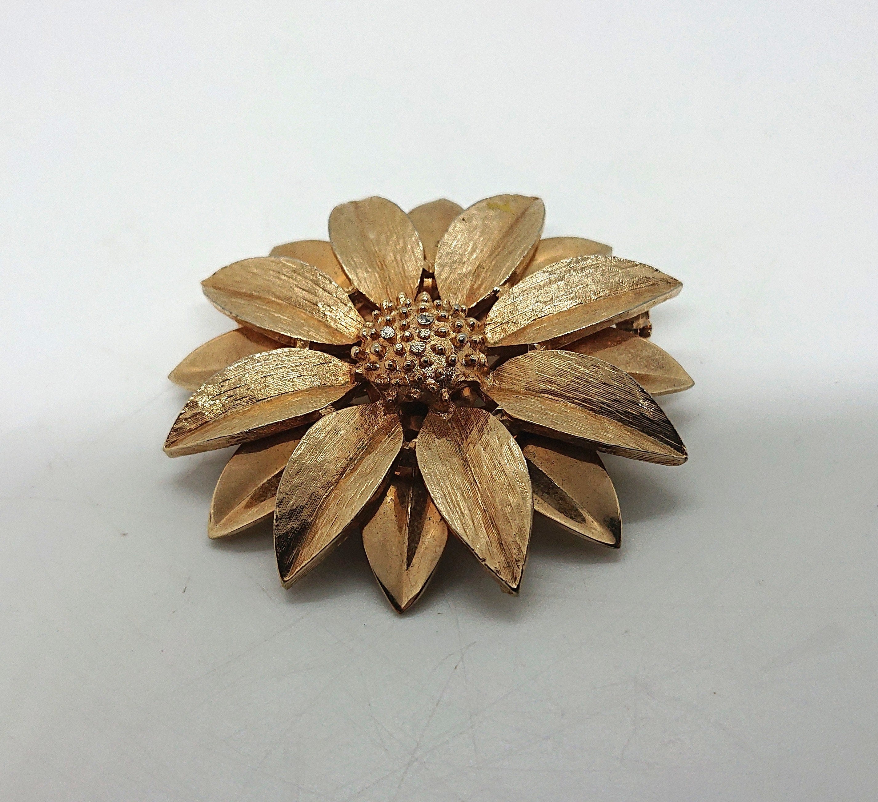 Vintage Sarah Coventry Gold Floral Brooch, 1960s Flower Pin