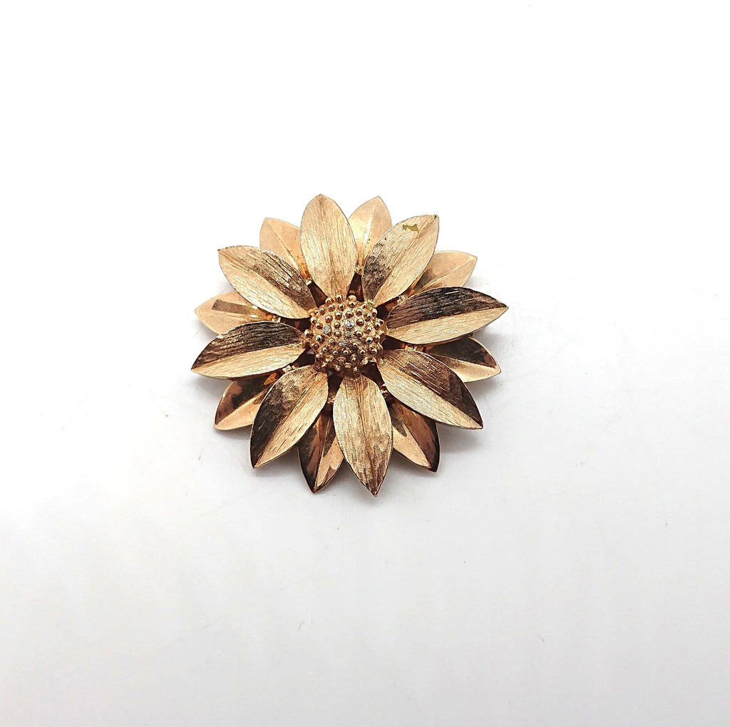 Vintage Sarah Coventry Gold Floral Brooch, 1960s Flower Pin