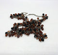 Vintage Glass Bead Necklace: Mocca Topaz & Copper Jewelry, 1940s Style