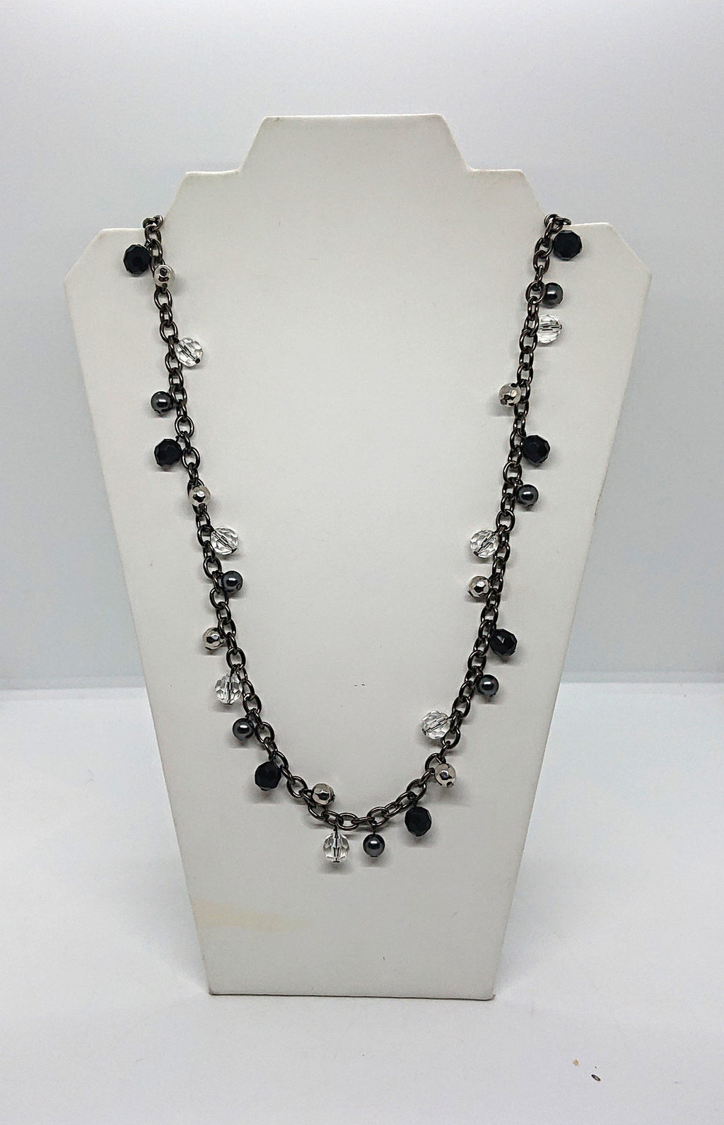 Vintage Chain Necklace Long Diamond Rhinestone Silver Link Chain Costume Jewellery Jewelry