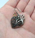 Vintage Heart Dangle Earrings, Silver Tone Costume Jewelry