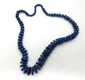 Vintage Wooden Necklace Blue Button Beads Retro Beaded Necklace Costume Jewellery Jewelry