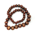 Vintage Gold Wooden Beaded Necklace, Animal Print Costume Jewelry