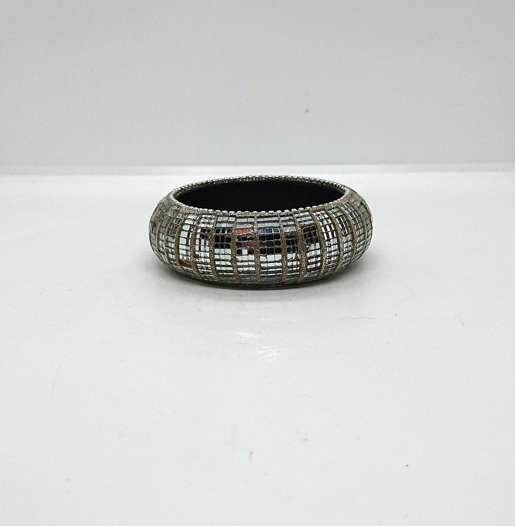 Vintage Art Glass Chunky Bangle - Silver Glamour Statement Bracelet
