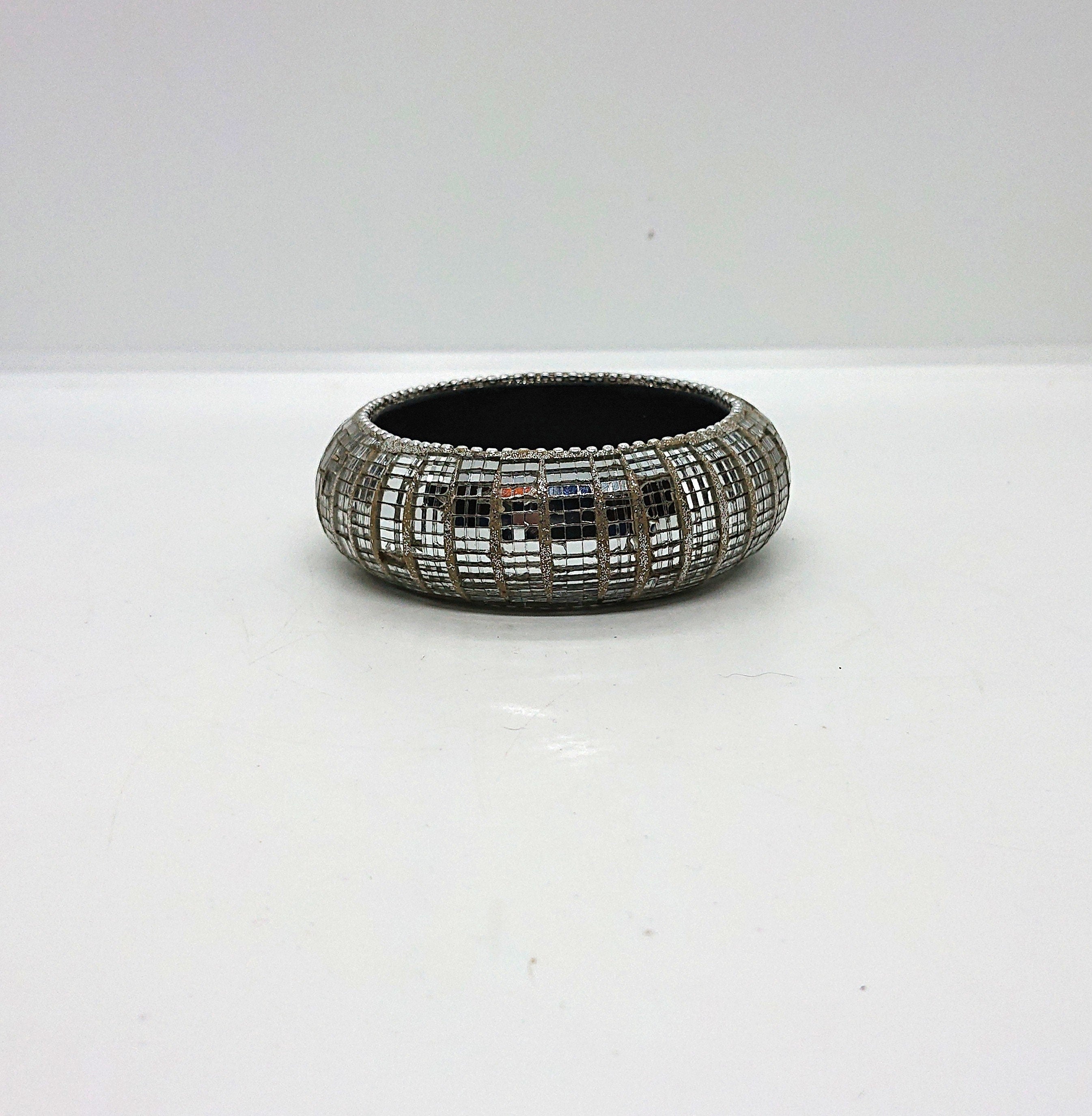 Vintage Art Glass Chunky Bangle - Silver Glamour Statement Bracelet