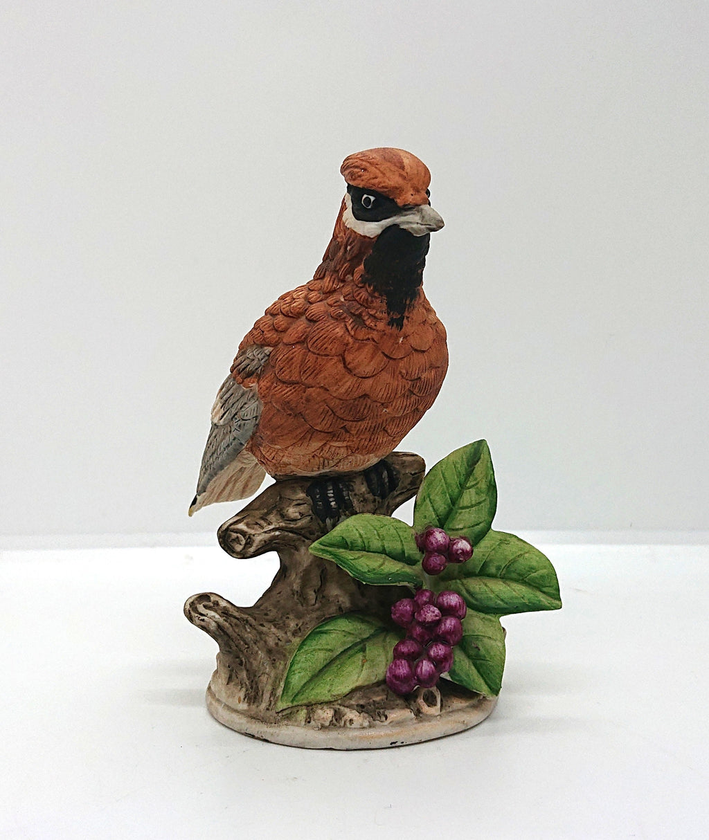 Vintage Jay Bird Figurine: Ceramic Floral Porcelain Bird, 6"