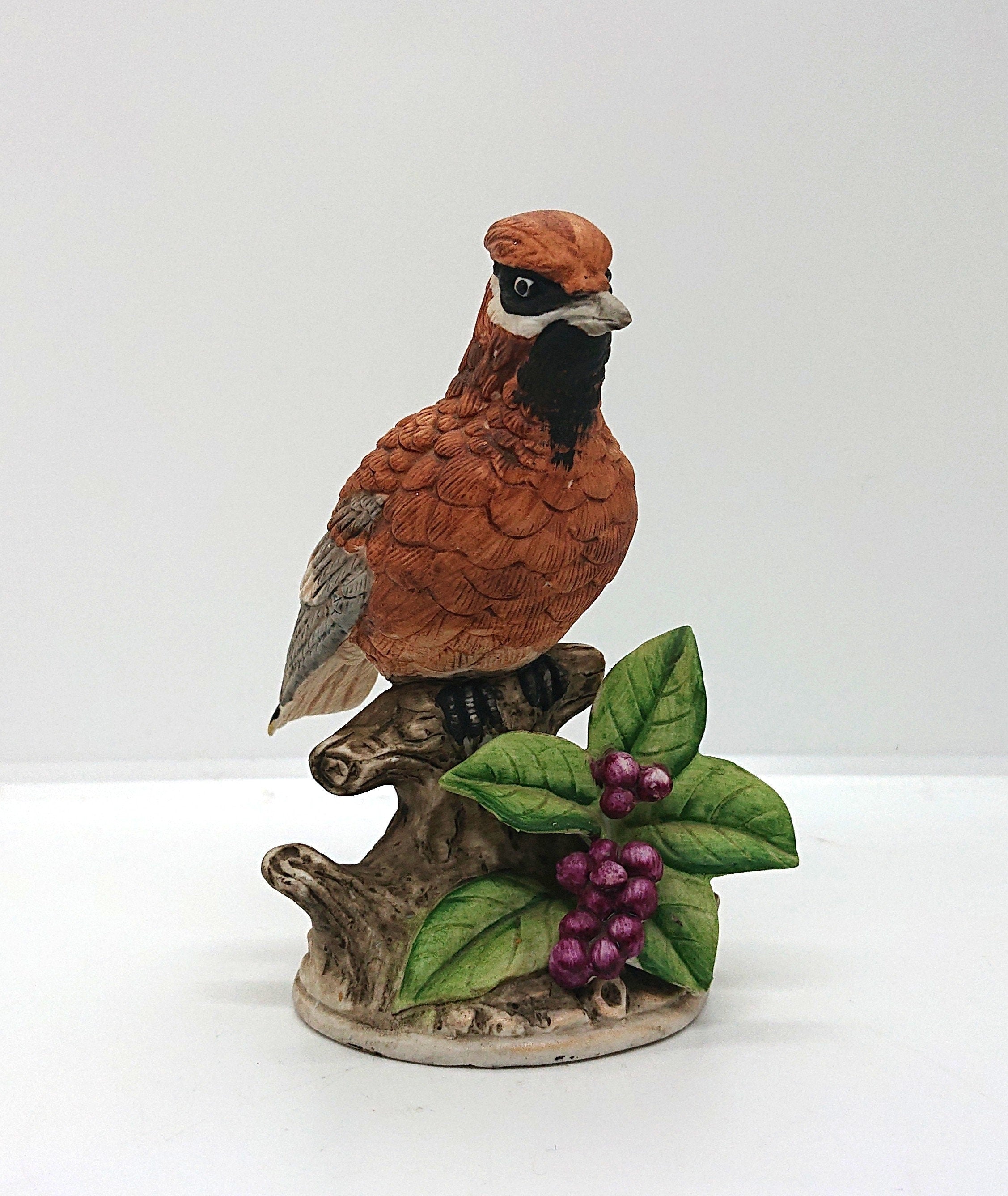 Vintage Jay Bird Figurine: Ceramic Floral Porcelain Bird, 6"