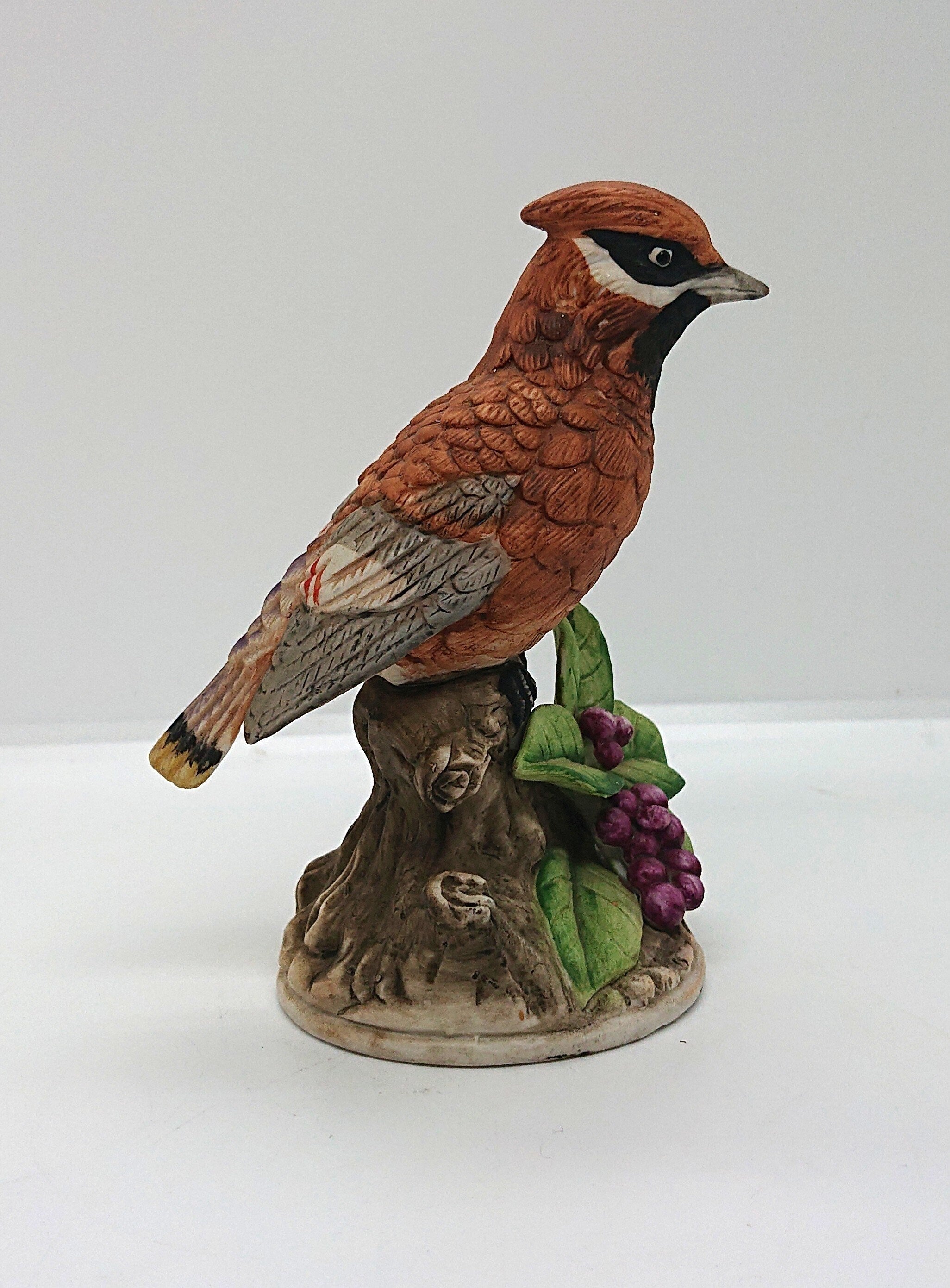 Vintage Jay Bird Figurine: Ceramic Floral Porcelain Bird, 6"