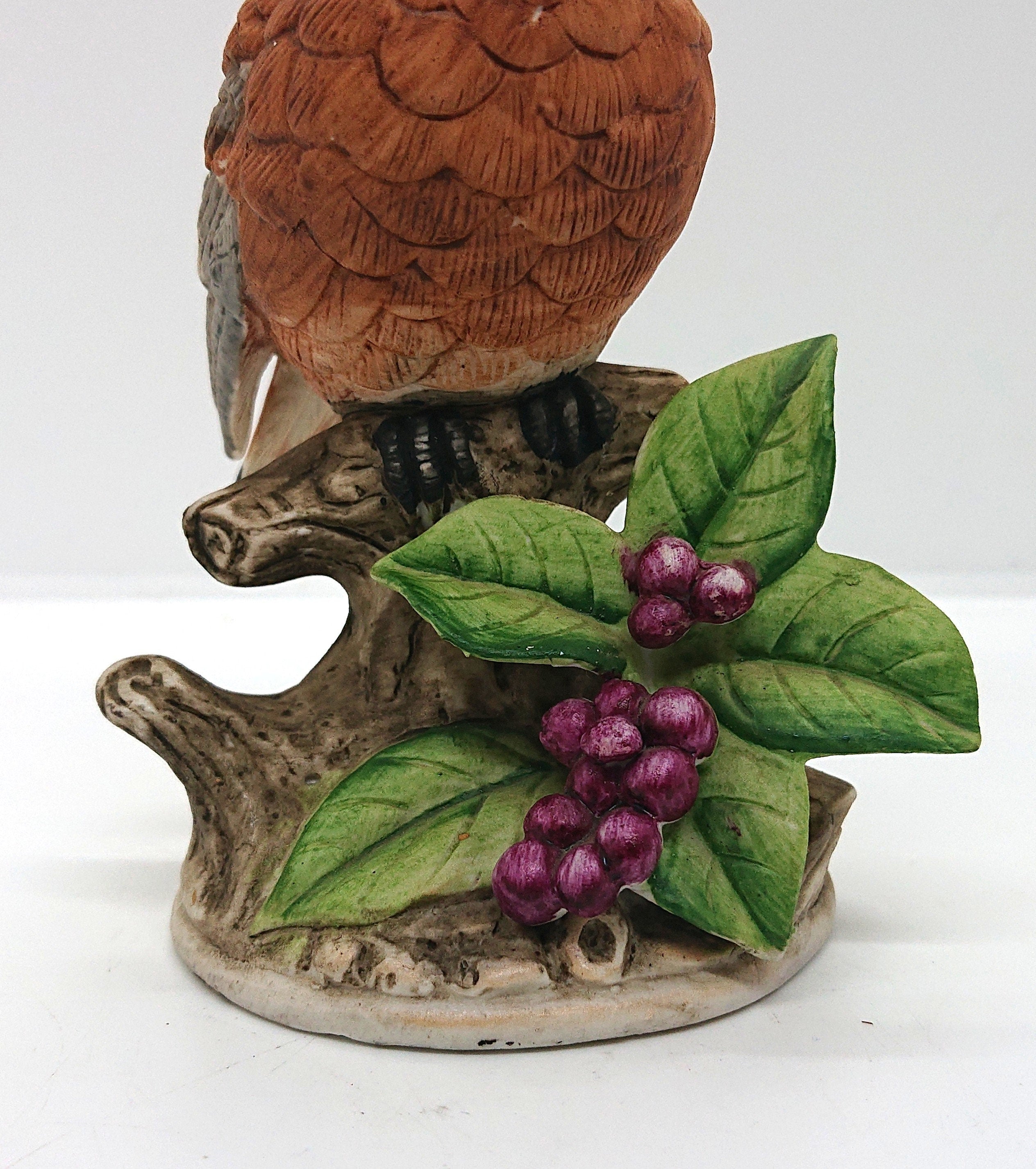 Vintage Jay Bird Figurine: Ceramic Floral Porcelain Bird, 6"
