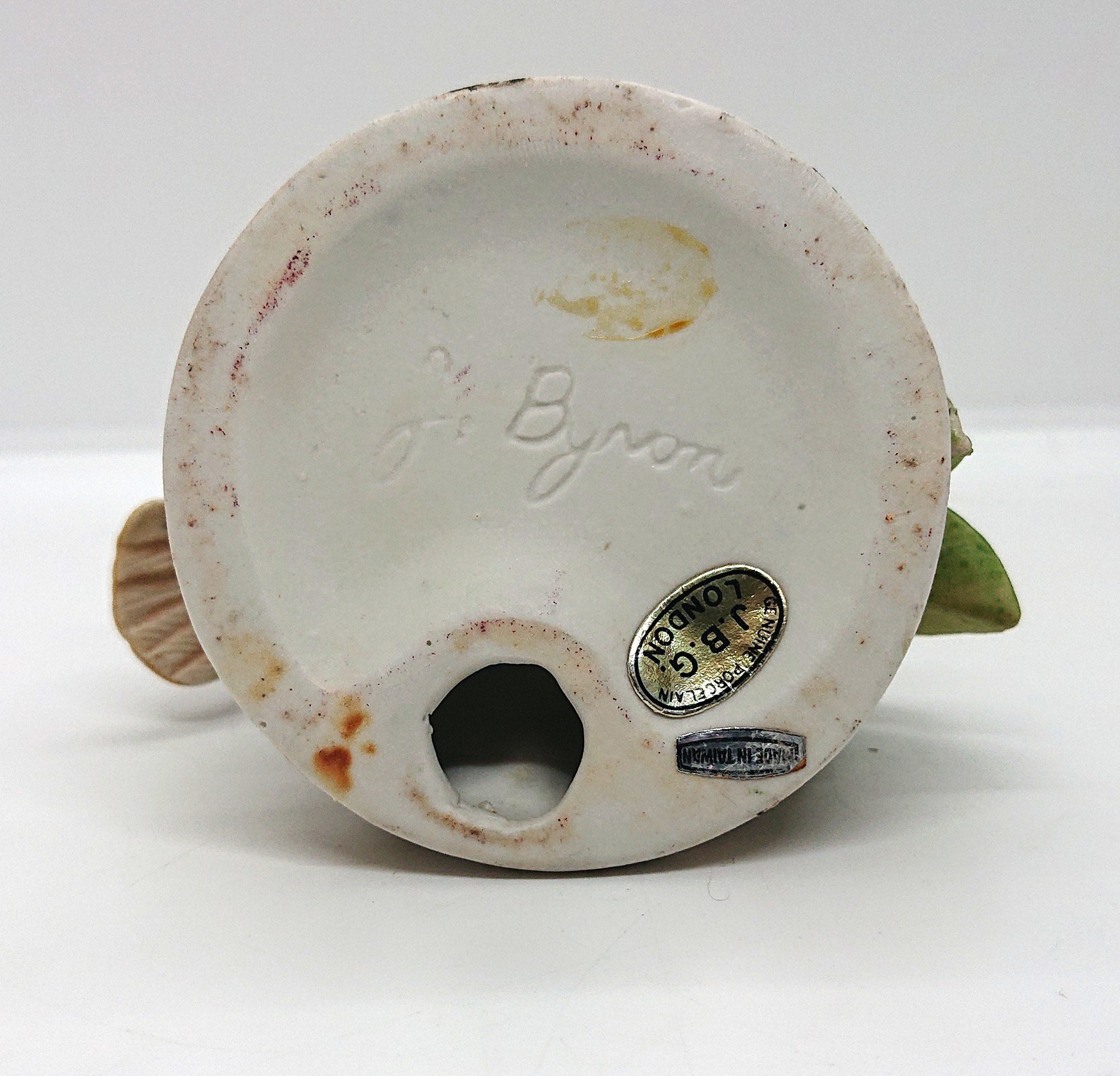 Vintage Jay Bird Figurine: Ceramic Floral Porcelain Bird, 6"