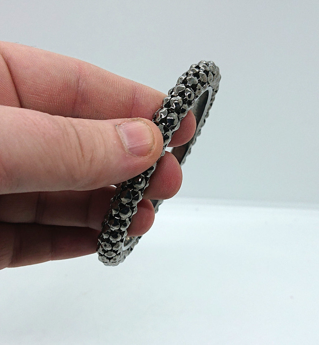 Vintage Mesh Silver Tone Bangle - 1970s Punk Industrial Jewelry