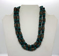 Vintage Long Necklace Ceramic Metal Tourqouise Beaded Chunky Costume Jewellery Tribal Boho Style