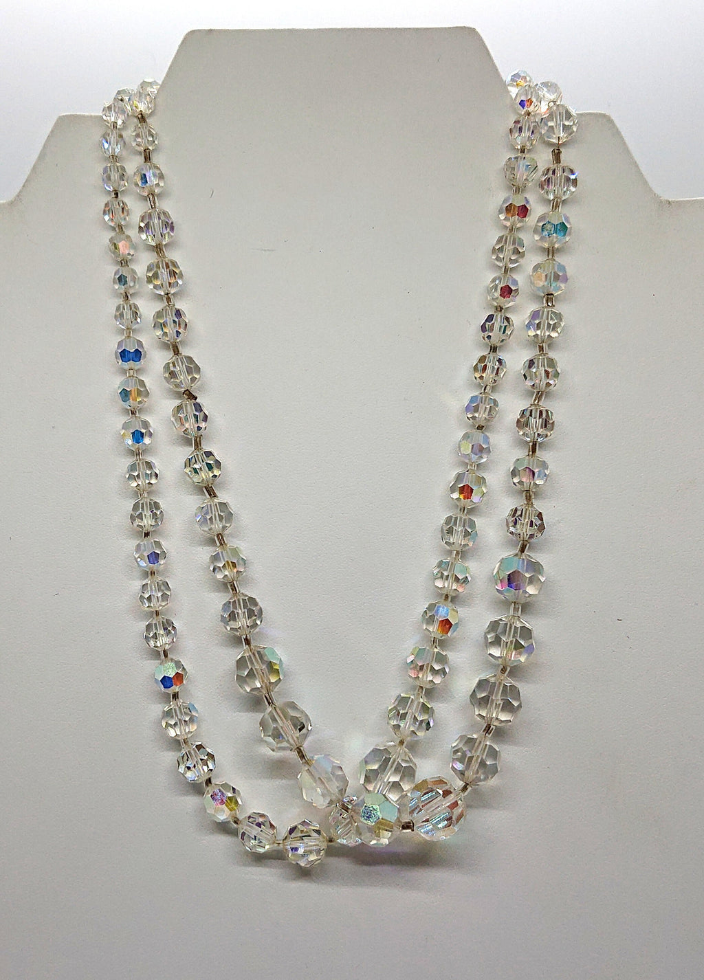 Vintage Aurora Borealis Necklace Set, Rhinestone Box Clasp