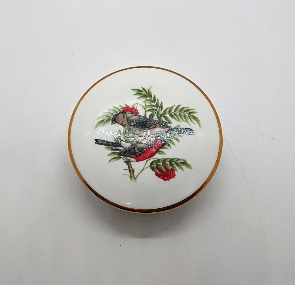 Vintage Coalport Bullfinch Trinket Dish, British Bird Bone China Jewelry Tray