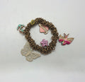 Vintage Gold Tone Charm Bracelet, Boho Butterfly, Heart, Anchor