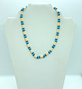 Vintage Ceramic Bead Necklace Retro Blue and White Beach Jewellery Hippie Surfer Jewelry